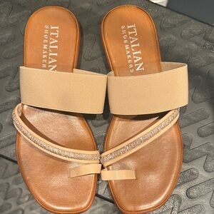 Italian Shoemakers Tan and Brown Sandals, never worn
